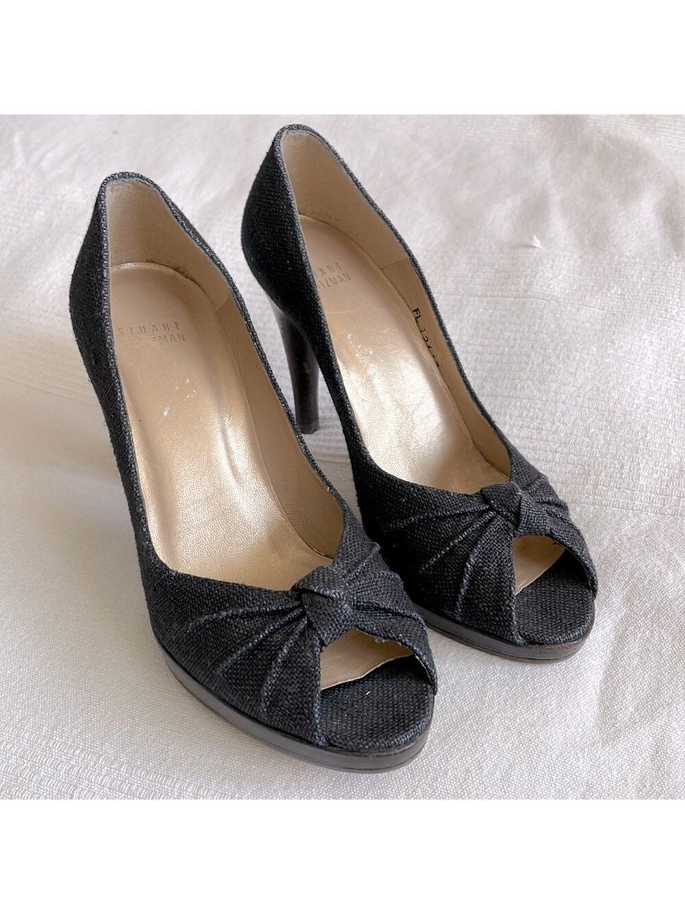 STUART Weitzman Denim Knot Peep Toe Heels Size 7